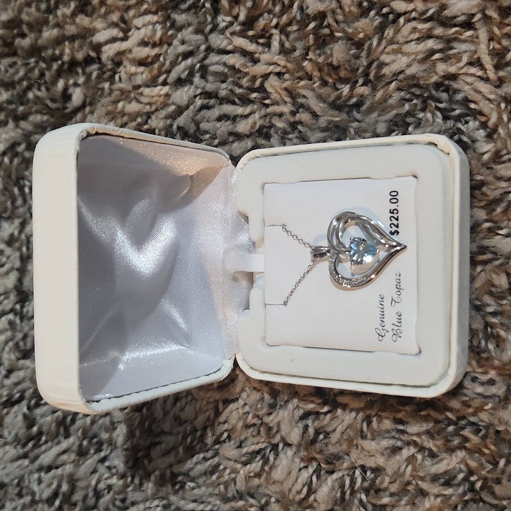 Blue Topaz Heart Necklace